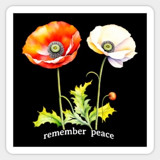 Watercolor Memorial Day Peace Red & White Poppies Sticker